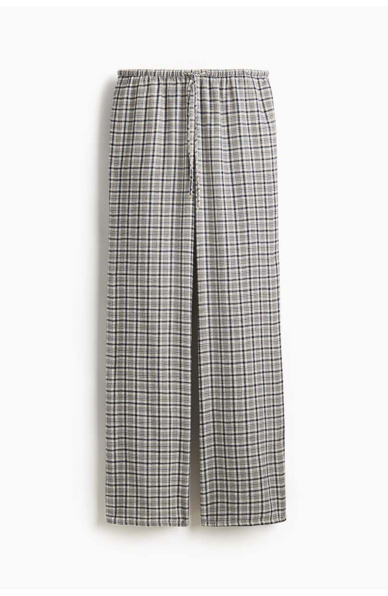 H&M Drawstring Trousers, Main, color, Light Beige/Plaid