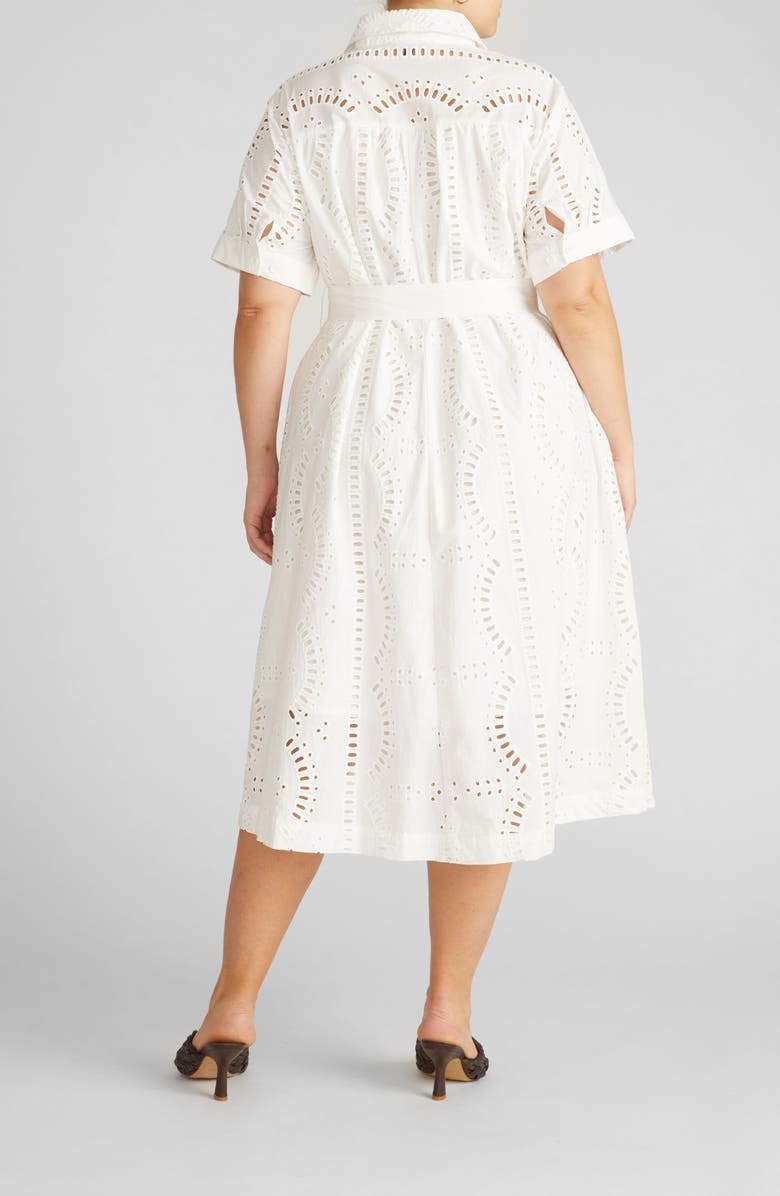 Universal Standard Eyelet Tie Waist Poplin Shirtdress, Alternate, color, White