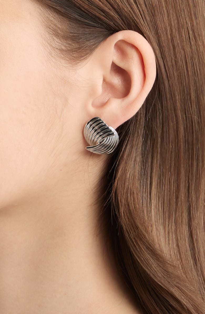 Open Edit Textured Stud Earrings, Alternate, color, Silver