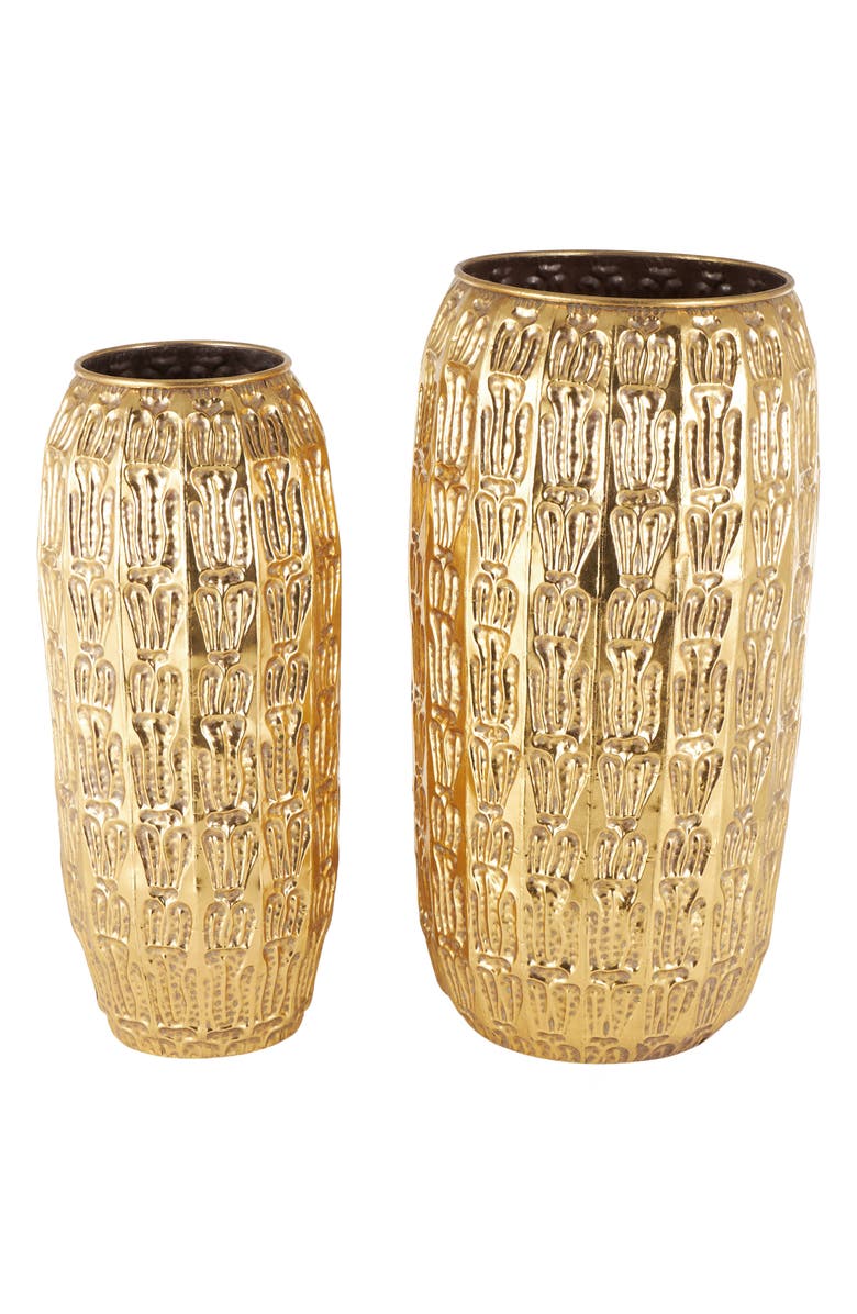 VIVIAN LUNE HOME Gold Metal Vase Set, Main, color,