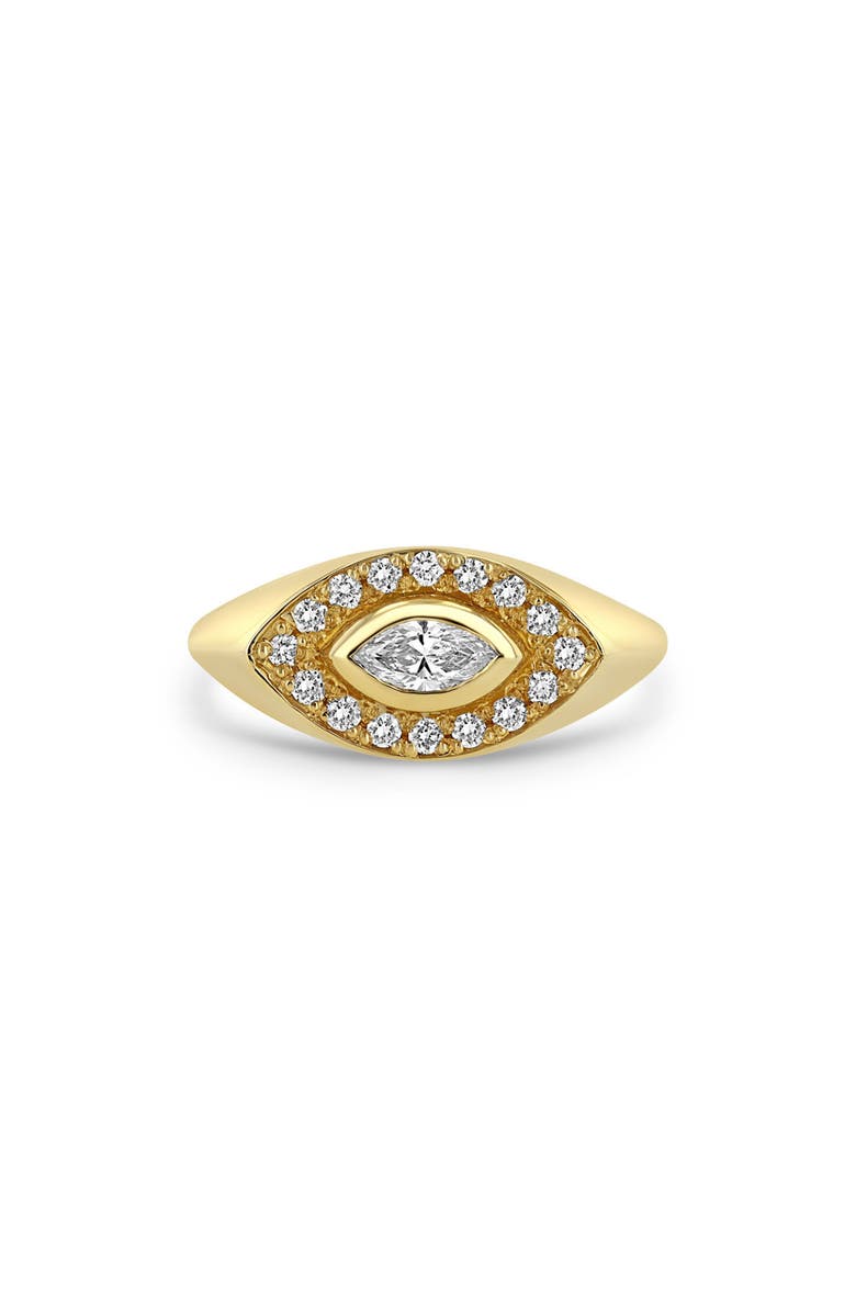Zoë Chicco Marquis Diamond Signet Ring, Main, color, Gold/ Diamond