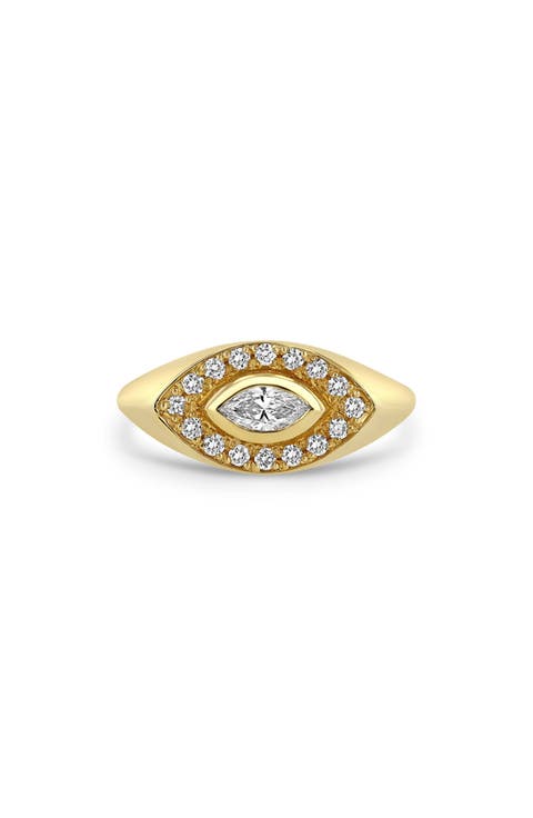 Marquis Diamond Signet Ring