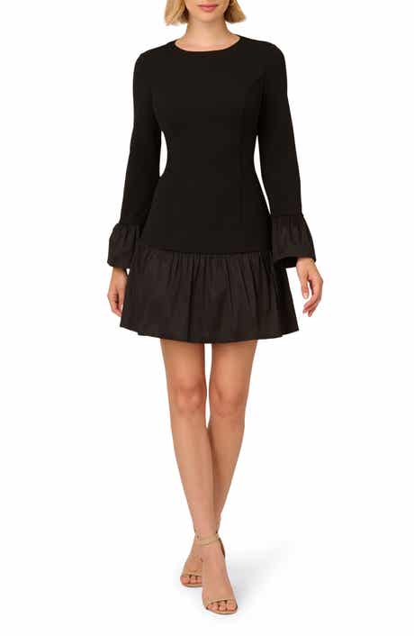 Adrianna Papell Long Sleeve Crepe & Taffeta Minidress