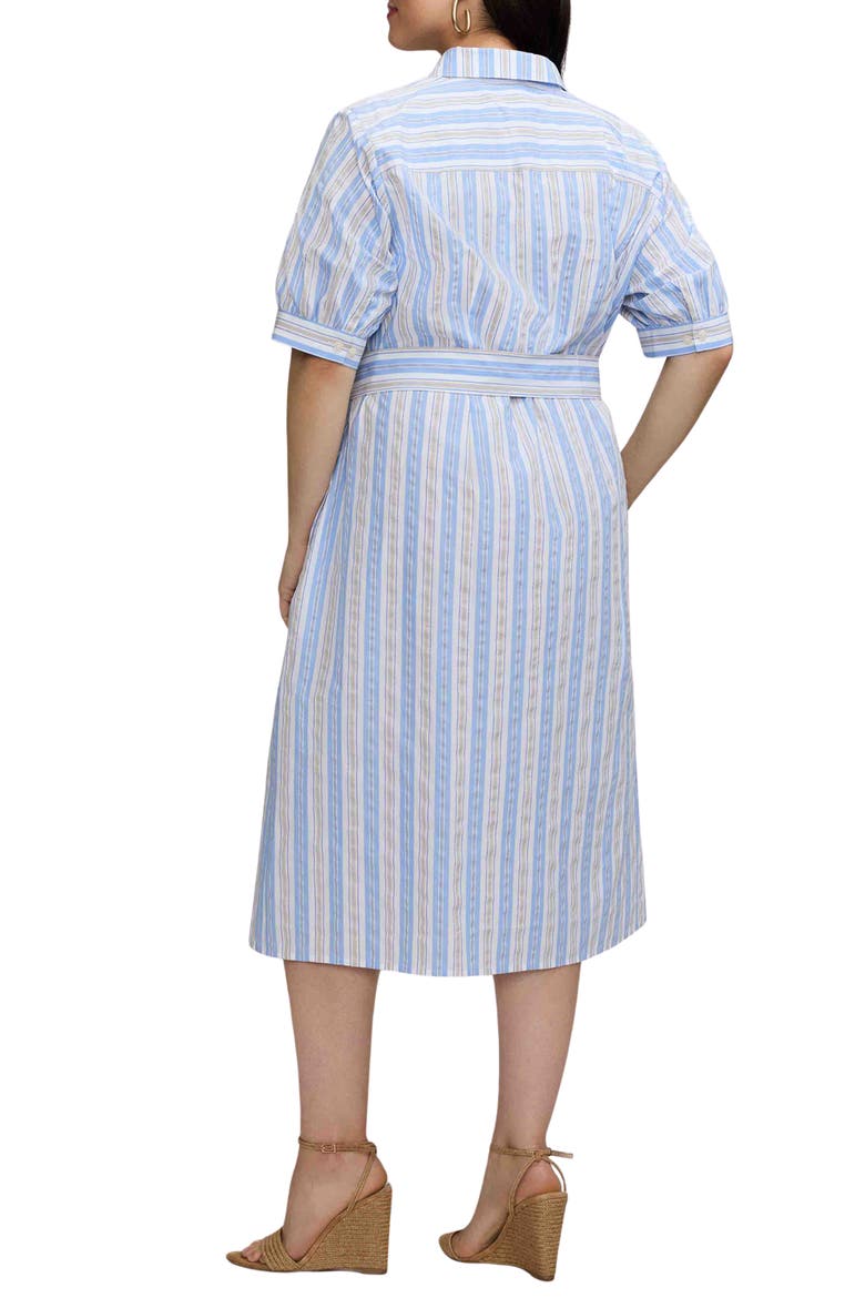 Esther Belted Stripe Cotton Shirtdress, Alternate, color, BLUE MULTI