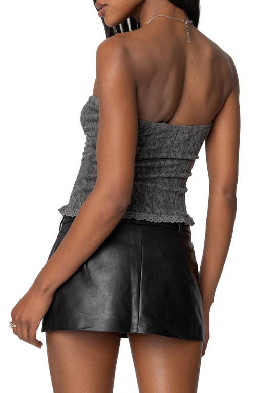 Edikted Lacey Cable Stitch Tube Top In Gray