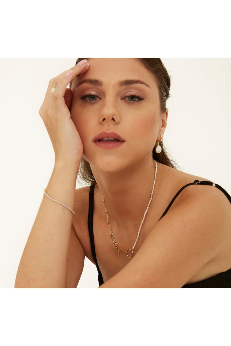 Treated Freshwater Cultured Baroque Pearl Hoop Earrings, Alternate, color, Gold
