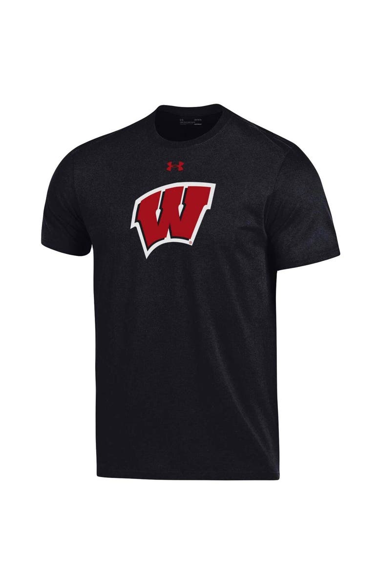 Under Armour Men's Under Armour Black Wisconsin Badgers School Logo Performance Cotton T-Shirt, Alternate, color, 