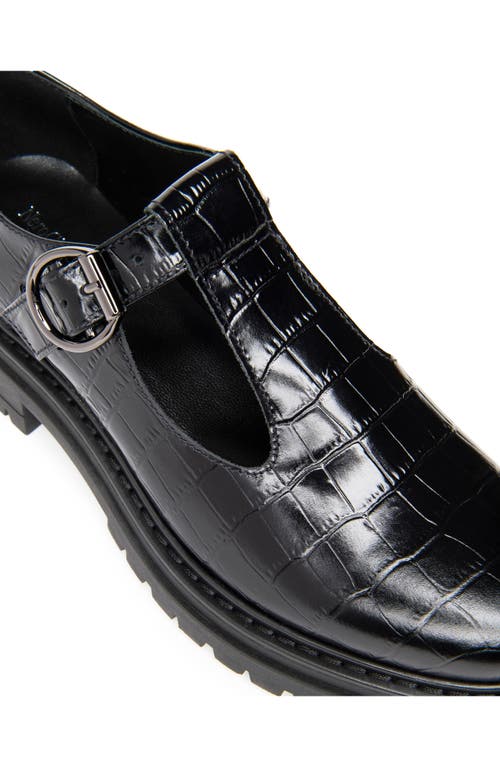 Nerogiardini Croc Embossed Lug Sole Mary Jane In Black