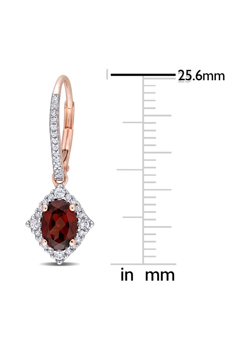 Garnet White Sapphire & Diamond Halo Earrings, Alternate, color, Garnet