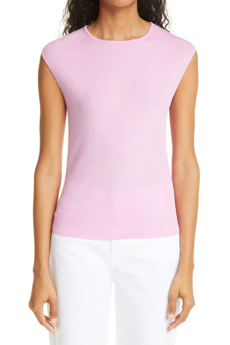 Sleeveless Rib Sweater Shell, Main, color, DAHLIA