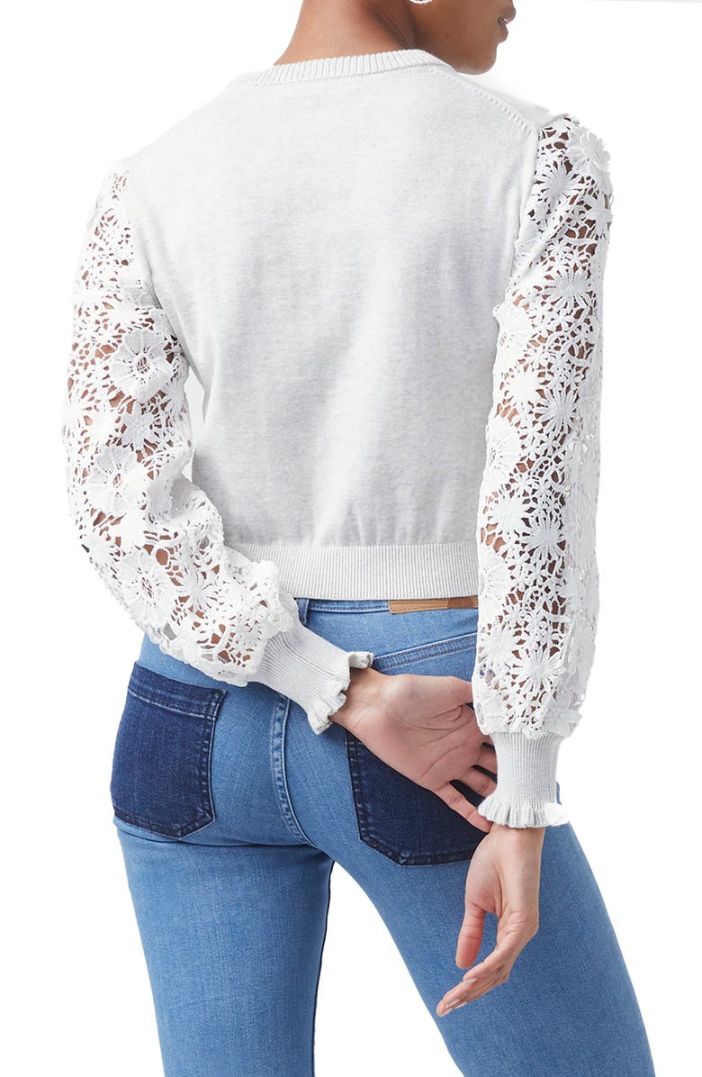 French Connection Kady Mozart Lace Crop Cotton Cardigan, Alternate, color, 