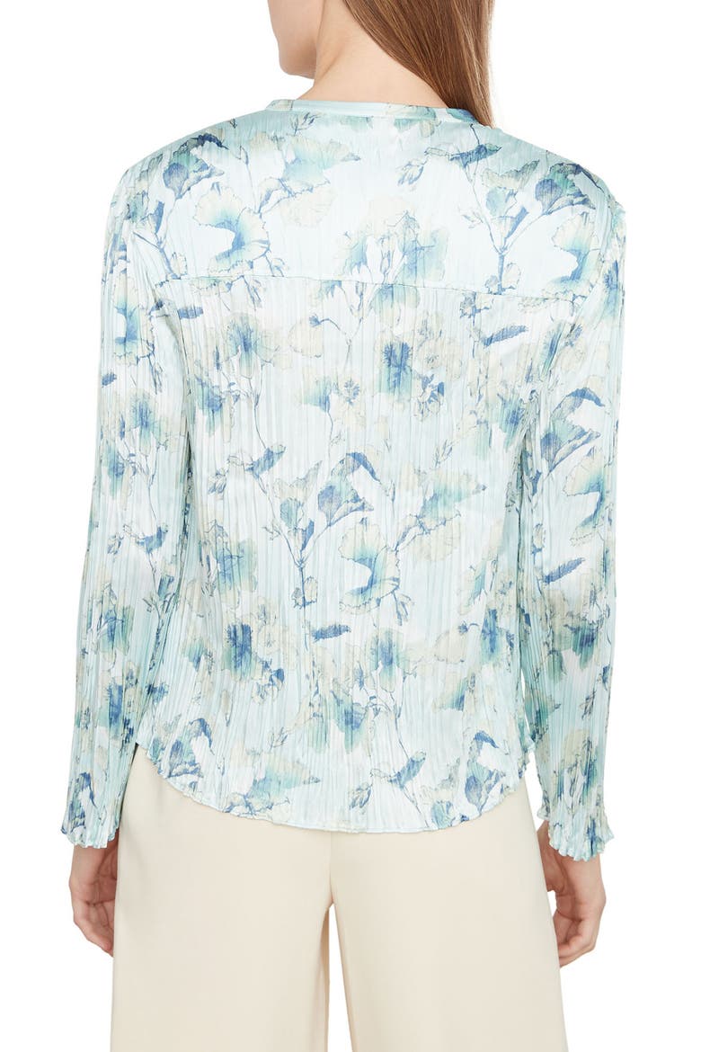 Floral Crushed Satin Blouse, Alternate, color, PALE LAGOON