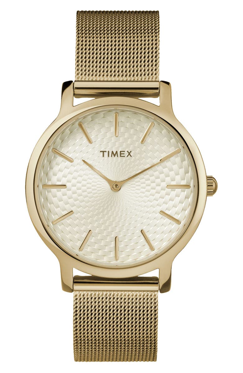 Timex<sup>®</sup> Transcend<sup>™</sup> Mesh Strap Watch, 34mm, Main, color, Gold-Tone
