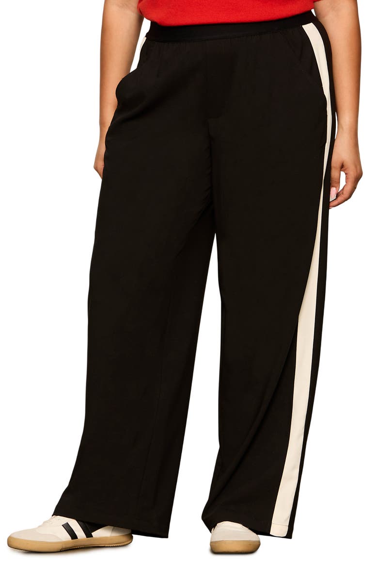 Wide Leg Track Pants, Main, color, BLACK