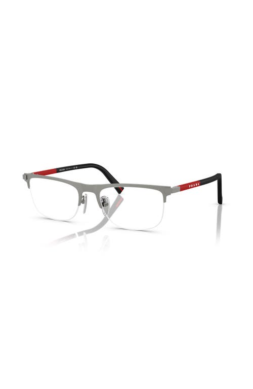 Prada Linea Rossa 55mm Rectangle Optical Glasses In Silver