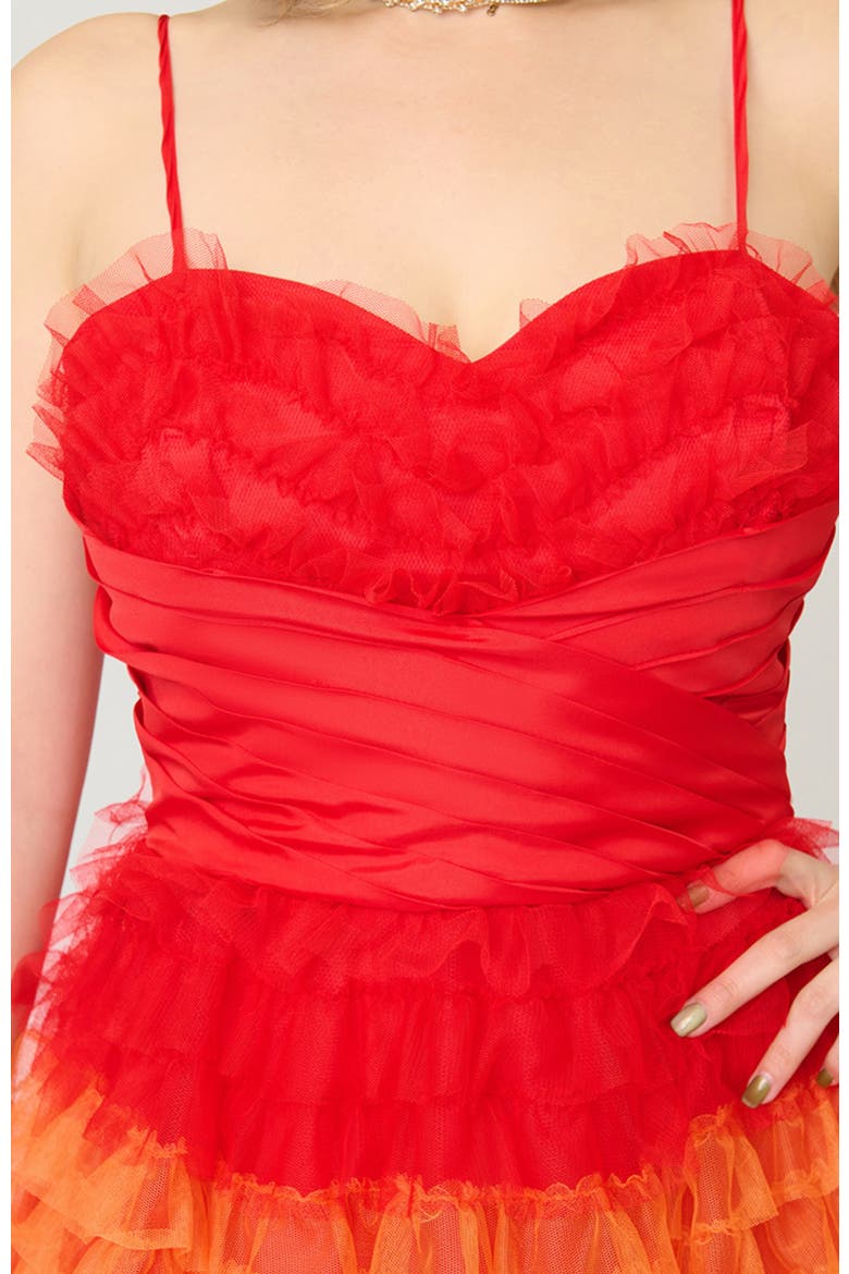 Tulle Sweetheart Cupcake Swing Dress, Alternate, color, Red Rainbow Stripe