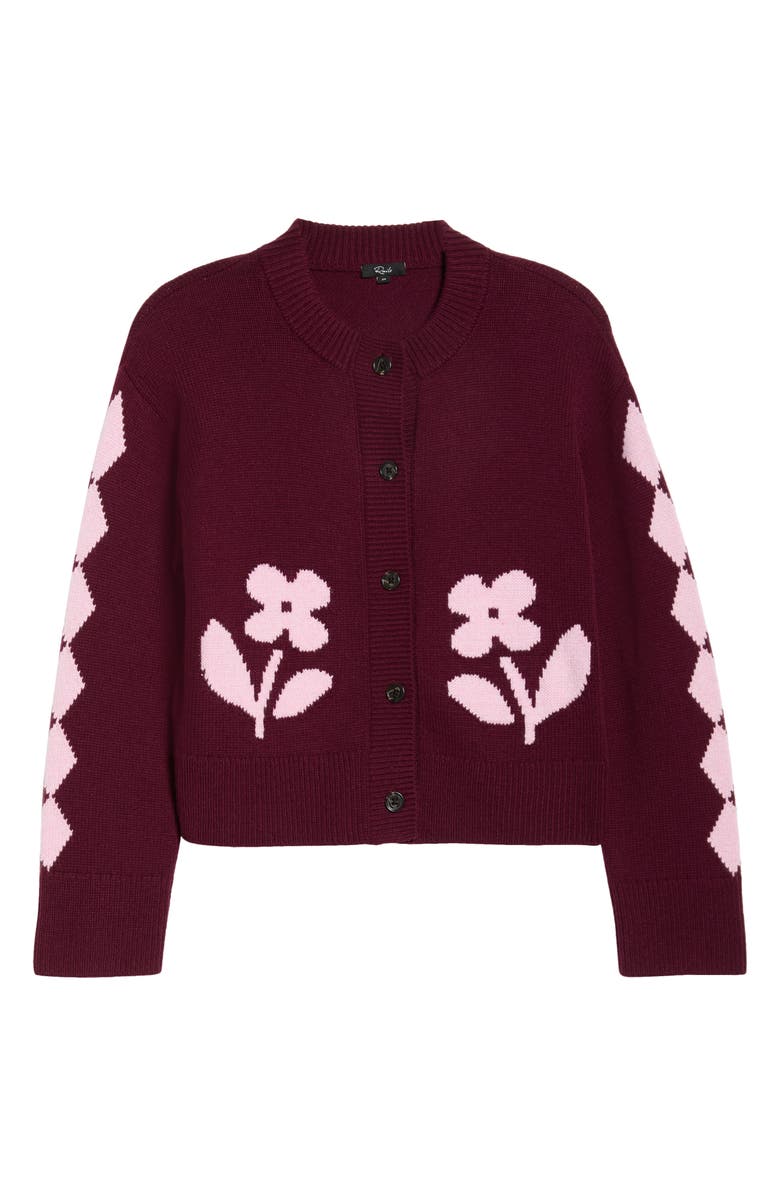 Rails Mavie Intarsia Floral Cardigan, Alternate, color, Garnet Daisy