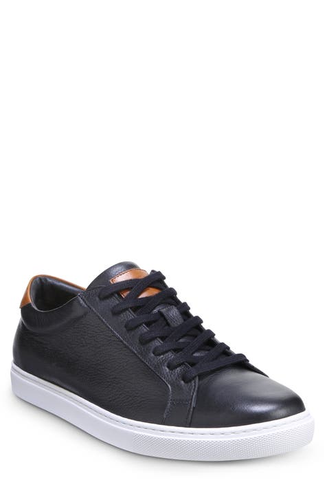 Mens black fashion leather dress sneakers