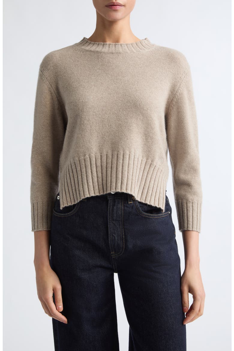 Mora Three-Quarter Sleeve Cashmere Sweater, Main, color, COAST BEIGE