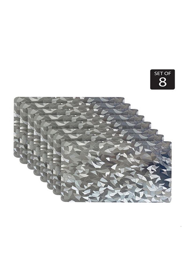 Mirrored Set of 8 Placemats, Alternate, color, SILVER