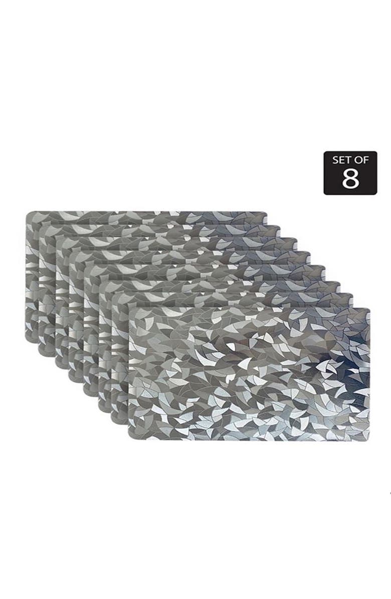 DAINTY HOME Mirrored Set of 8 Placemats, Alternate, color, Silver