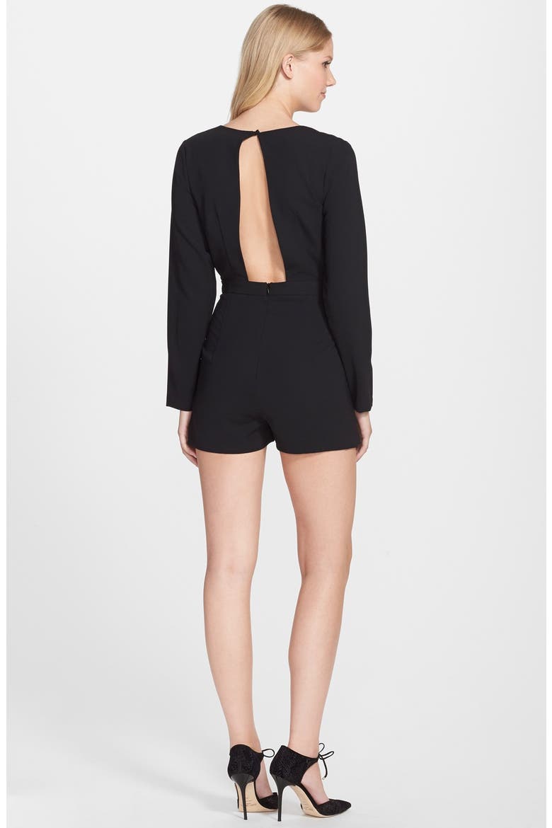 Open Back Layered Romper (Nordstrom Exclusive), Alternate, color, BLACK
