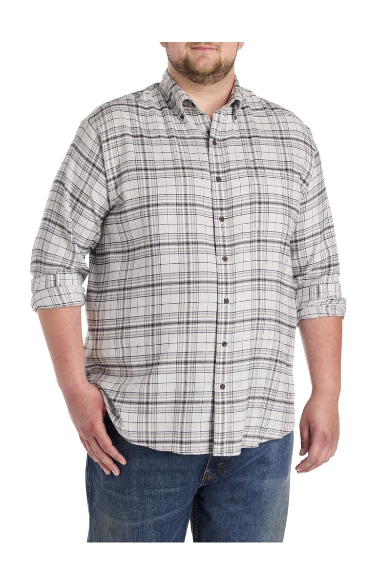 Harbor Bay by DXL Big & Tall Large Plaid Flannel Sport Shirt V2, Main, color, Grey