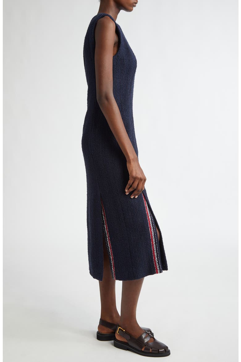 Textured Weave Sleeveless Midi Dress, Alternate, color, NAVY