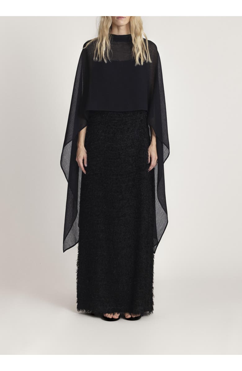 Alas High Neck Bridal Cape, Alternate, color, Black