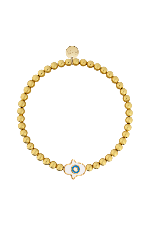 Emma Rae Hamsa Semi-precious Gemstone Beaded Bracelet In Gold
