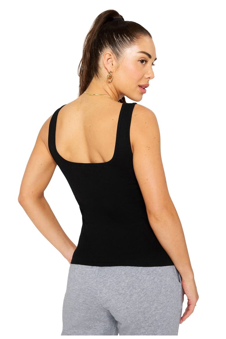 Women's Daily Rib Square Neck Tank, Alternate, color, Black