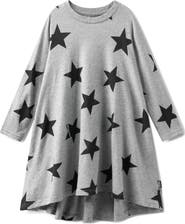 Nununu Kids' Star Print Long Sleeve Cotton Swing Dress