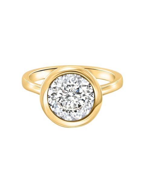 Certified 3.02Ct Portuguese Cut Bezel Diamond Engagement Ring Gold Lab Grown