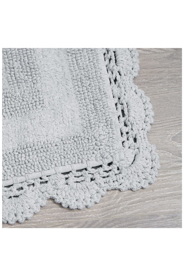 Reversible Crochet Cotton 2-Piece Bath Mat Set, Alternate, color, LIGHT GRAY/GREEN
