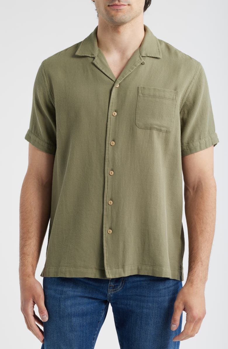 Brooks Brothers Cotton Waffle Camp Shirt, Main, color, 