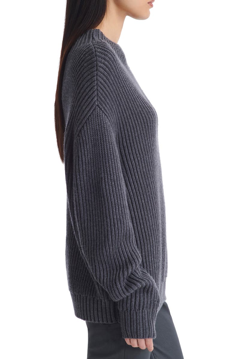 TWP Macie Oversize Zip Cuff Wool Sweater, Alternate, color, Charcoal