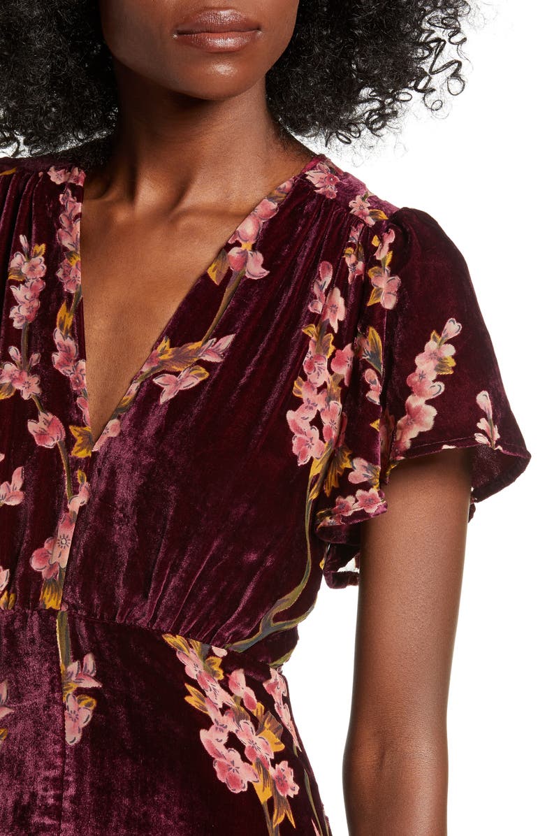 4SI3NNA Floral Burnout Velvet Maxi Dress, Alternate, color,