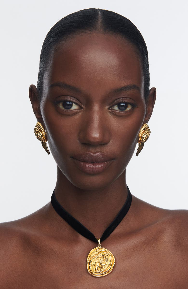 Sterling King Rosette Stud Earrings, Alternate, color, Gold