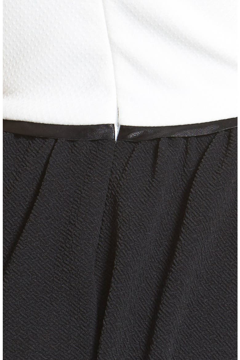 Embellished Neck Skater Dress, Alternate, color, CREAM/ BLACK