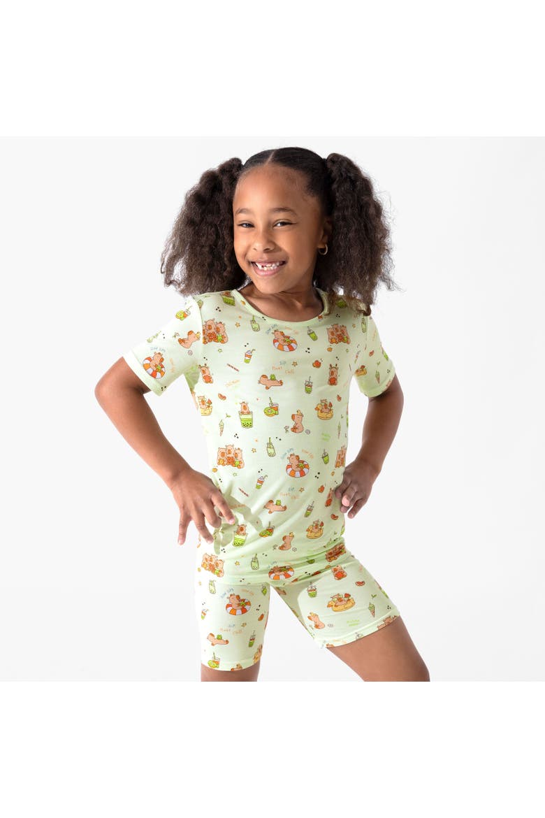 Bellabu Bear Capybara Boba Kids 2-Piece Short Sleeve & Shorts Pajama ...