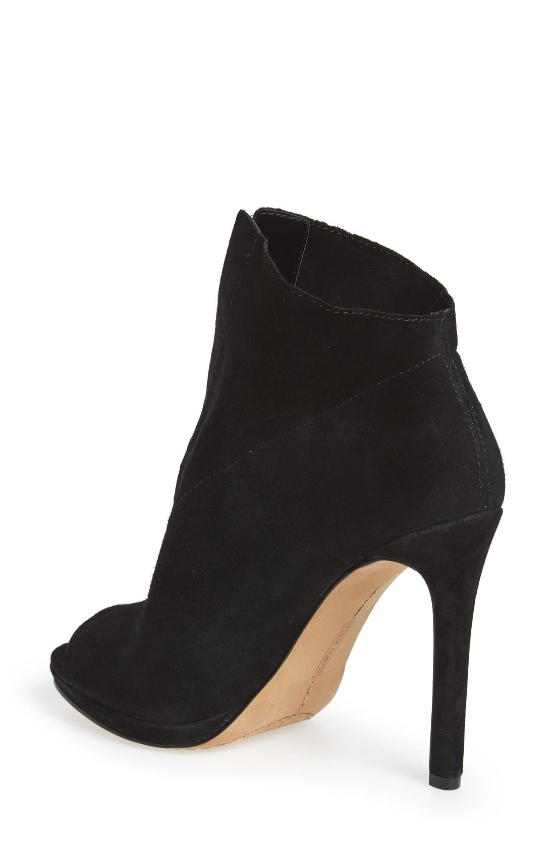 'Rora' Peep Bootie, Alternate, color, BLACK SUEDE