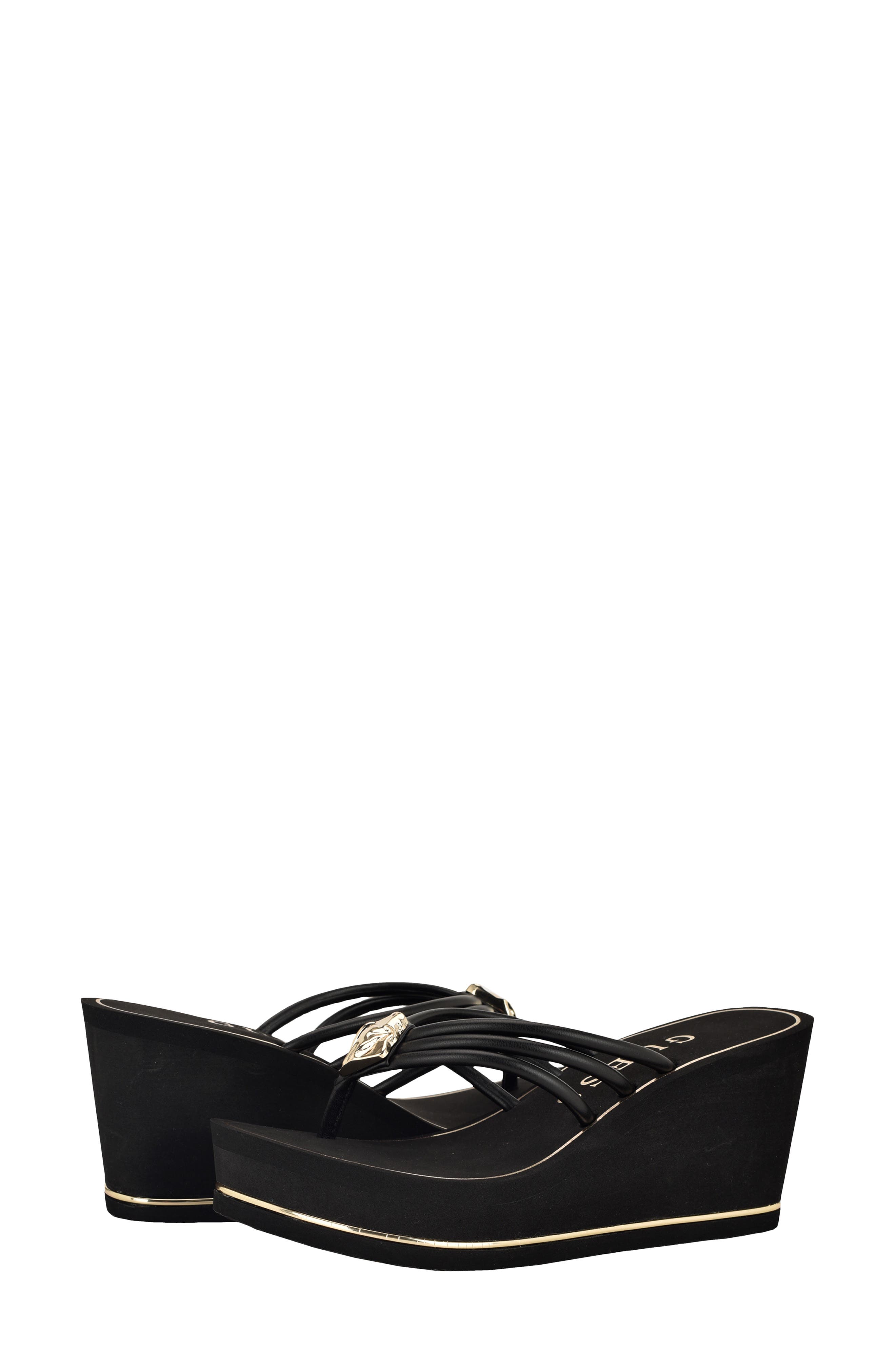 GUESS Sabrie Platform Wedge Sandal, Alternate, color, Black