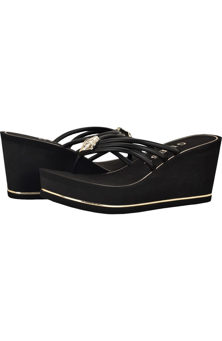 GUESS Sabrie Platform Wedge Sandal, Alternate, color, Black