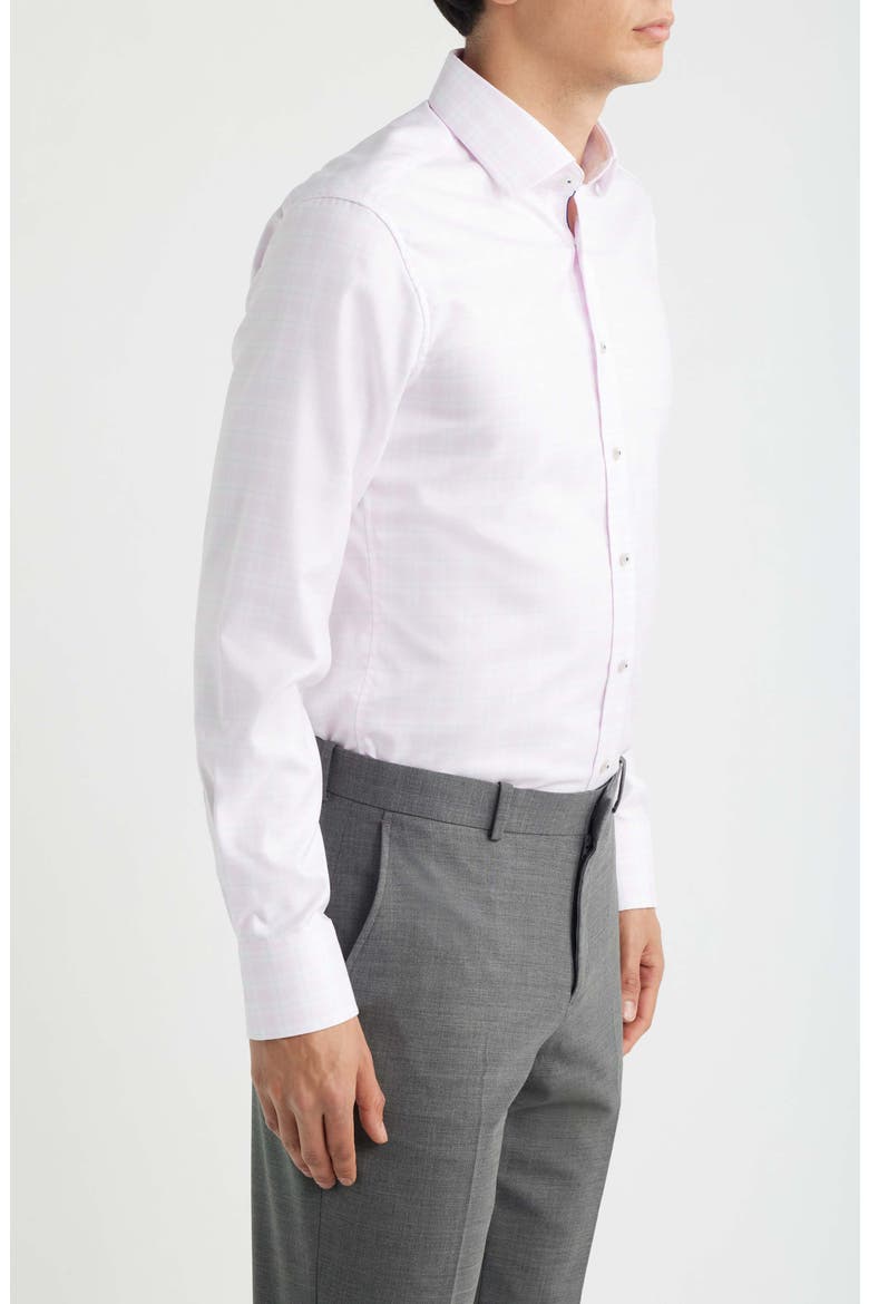 Slim Fit Check Non-Iron Cotton Twill Dress Shirt, Alternate, color, PINK