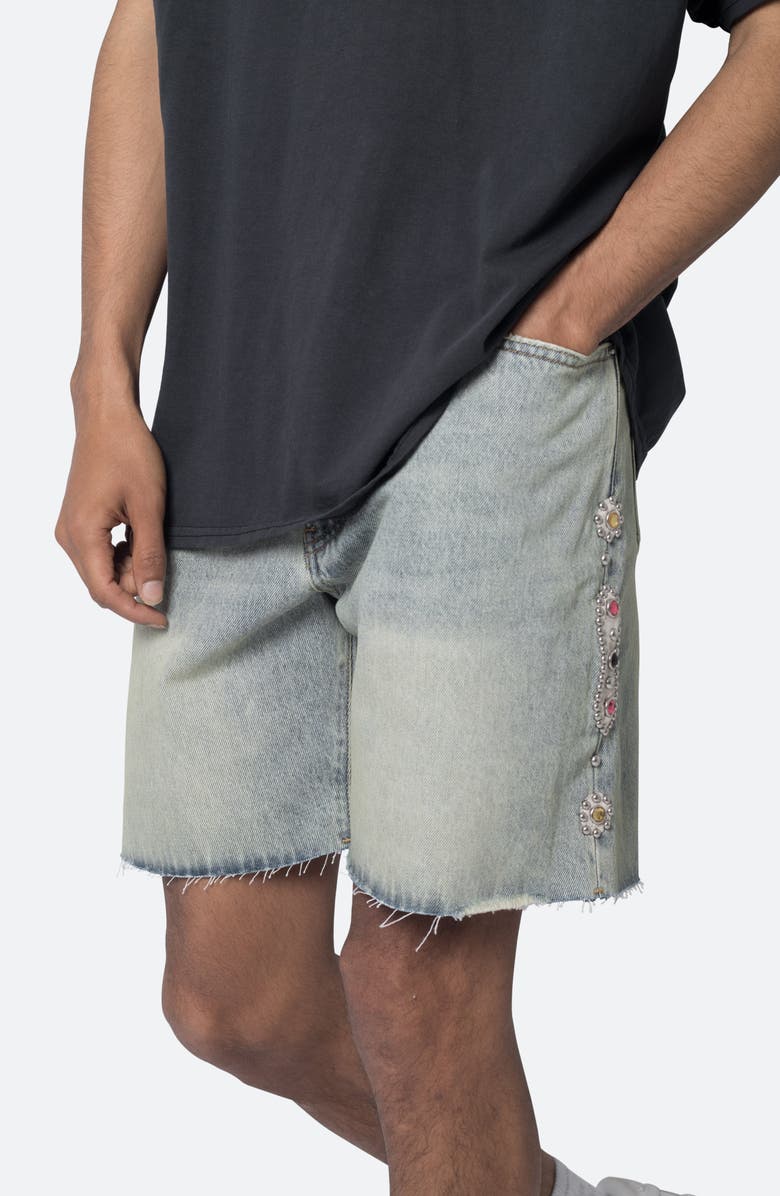 mnml Cutoff Denim Shorts, Alternate, color, Vintage Blue