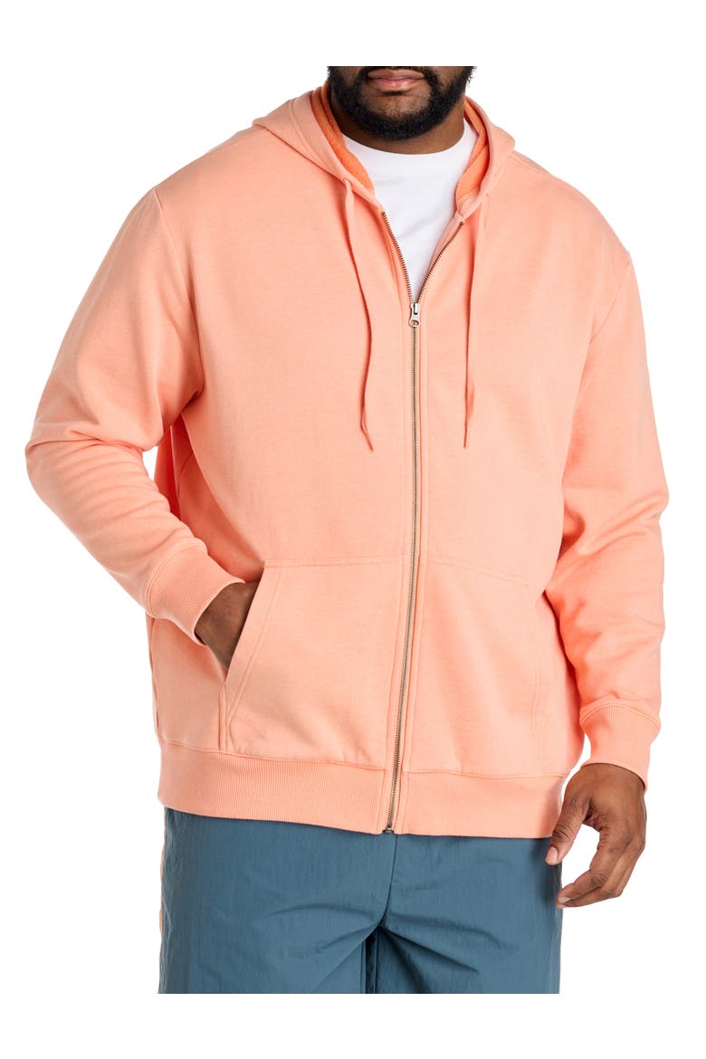 Big & Tall Washed Zip-Front Hoodie, Main, color, SHELL CORAL