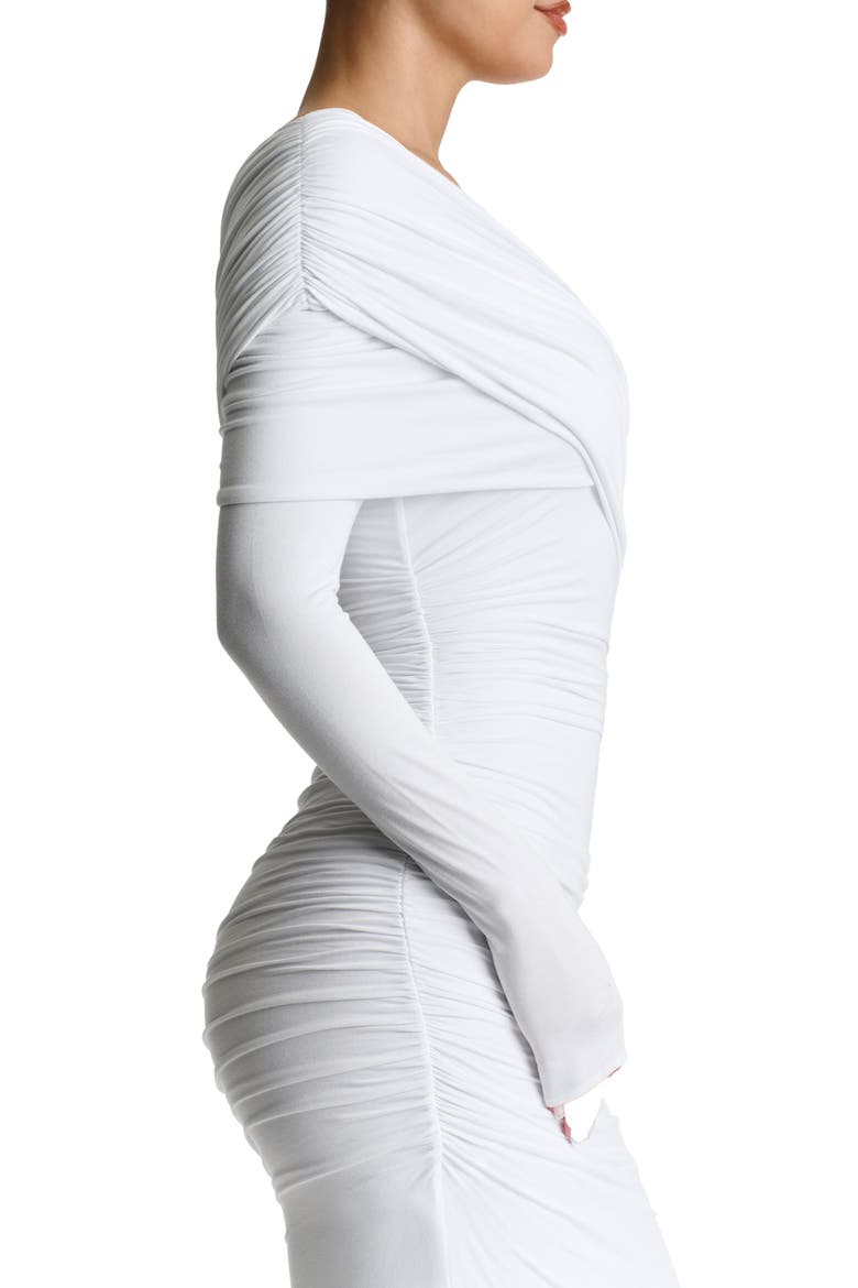 Smooth Off the Shoulder Long Sleeve Maxi Dress, Alternate, color, WHITE