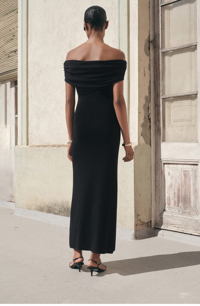 MANGO Strapless Knit Maxi Dress, Alternate, color, Black