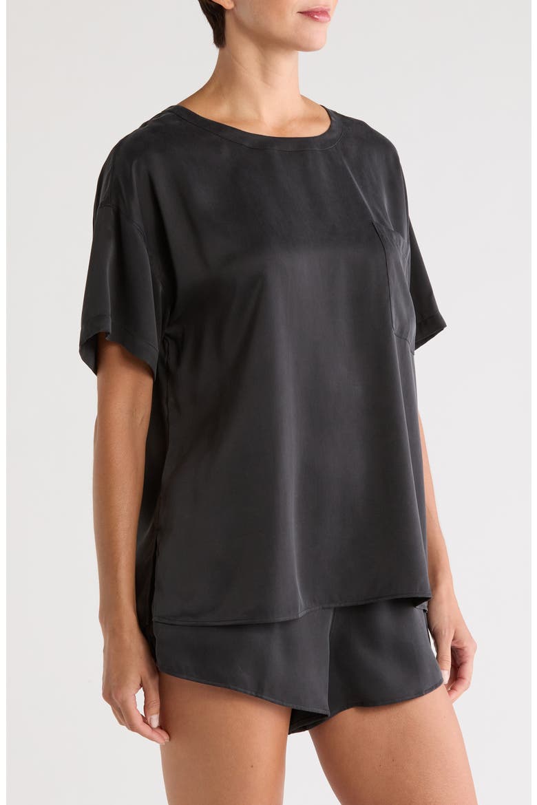 Washable Silk Short Pajamas, Alternate, color, IMMERSED BLACK