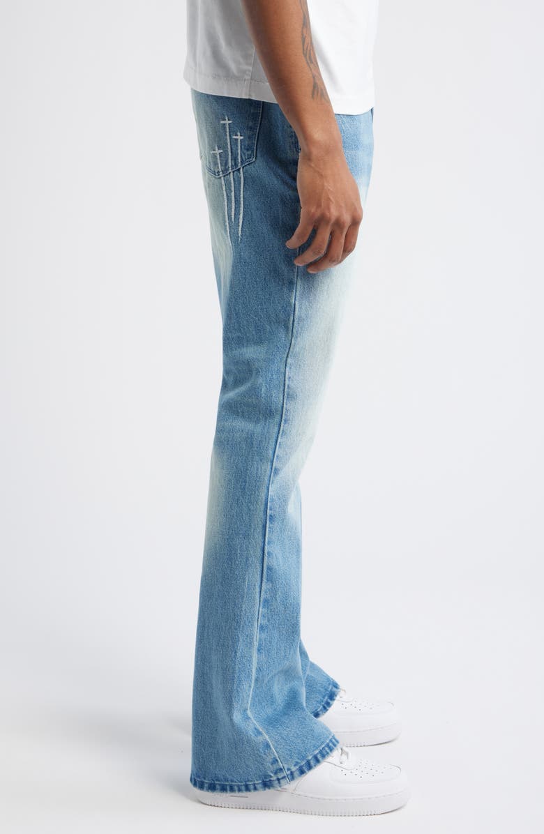 RtA Mael Slim Flare Jeans, Alternate, color, Costal Drift Triple Cross